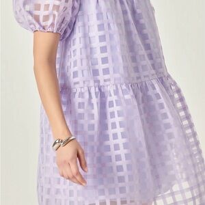 English Factory GRIDDED ORGANZA MINI DRESS in purple size small